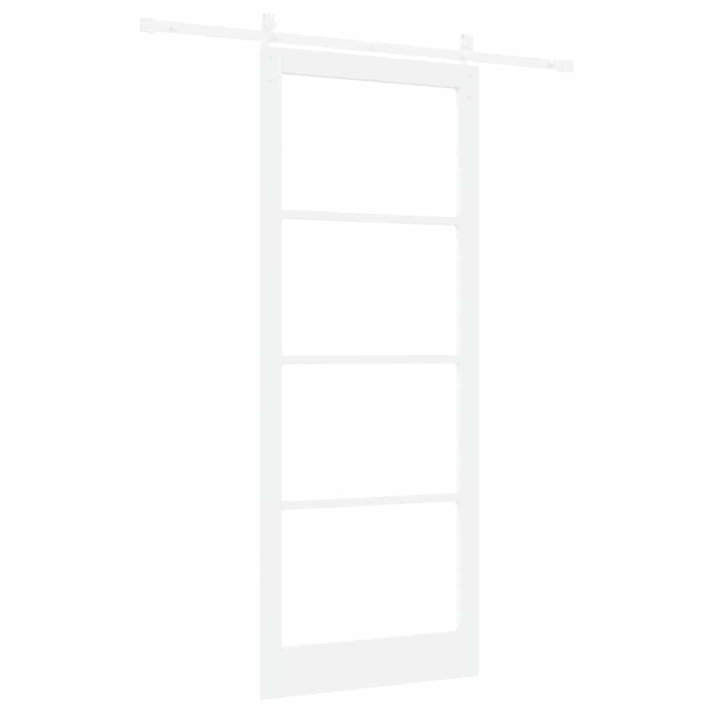 Sliding Door ORKDAL White 93 x 232 cm Solid Pine Wood and Glass