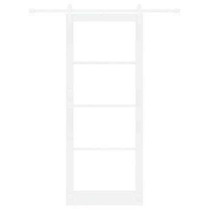 Sliding Door ORKDAL White 93 x 232 cm Solid Pine Wood and Glass