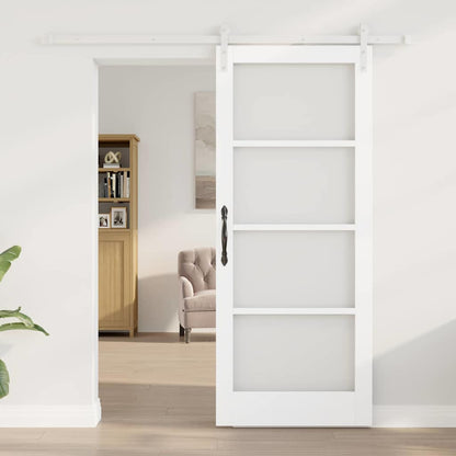 Sliding Door ORKDAL White 83 x 202 cm Solid Pine Wood and Glass