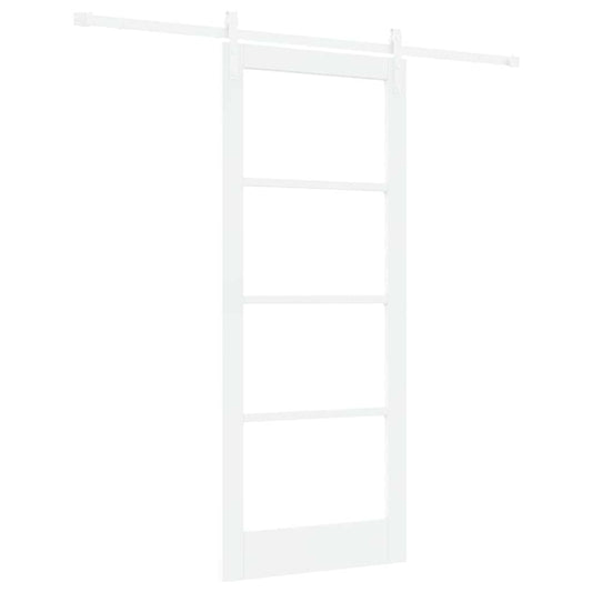Sliding Door ORKDAL White 83 x 202 cm Solid Pine Wood and Glass