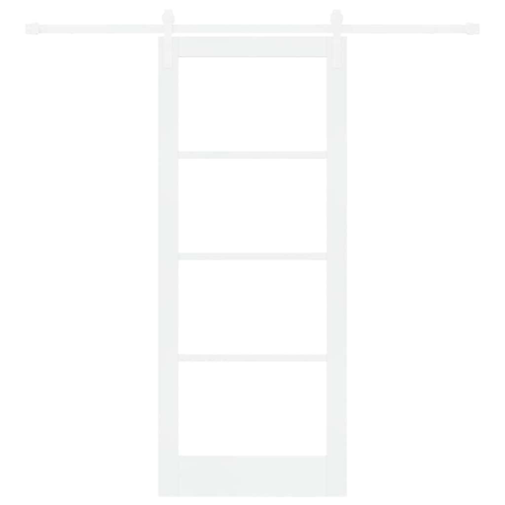 Sliding Door ORKDAL White 83 x 202 cm Solid Pine Wood and Glass