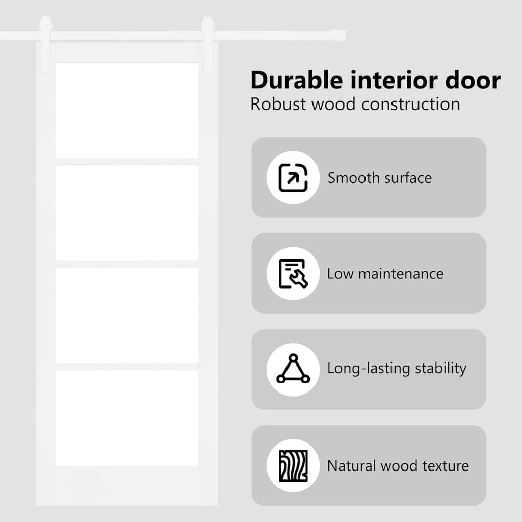 Sliding Door ORKDAL White 83 x 211 cm Solid Pine Wood and Glass