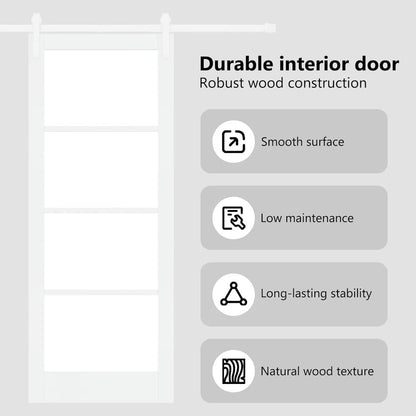 Sliding Door ORKDAL White 83 x 211 cm Solid Pine Wood and Glass