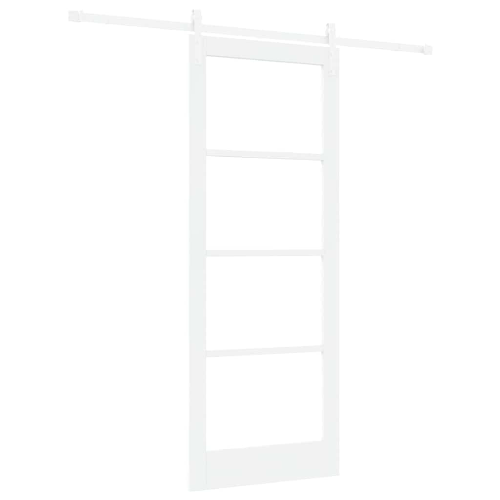 Sliding Door ORKDAL White 83 x 211 cm Solid Pine Wood and Glass
