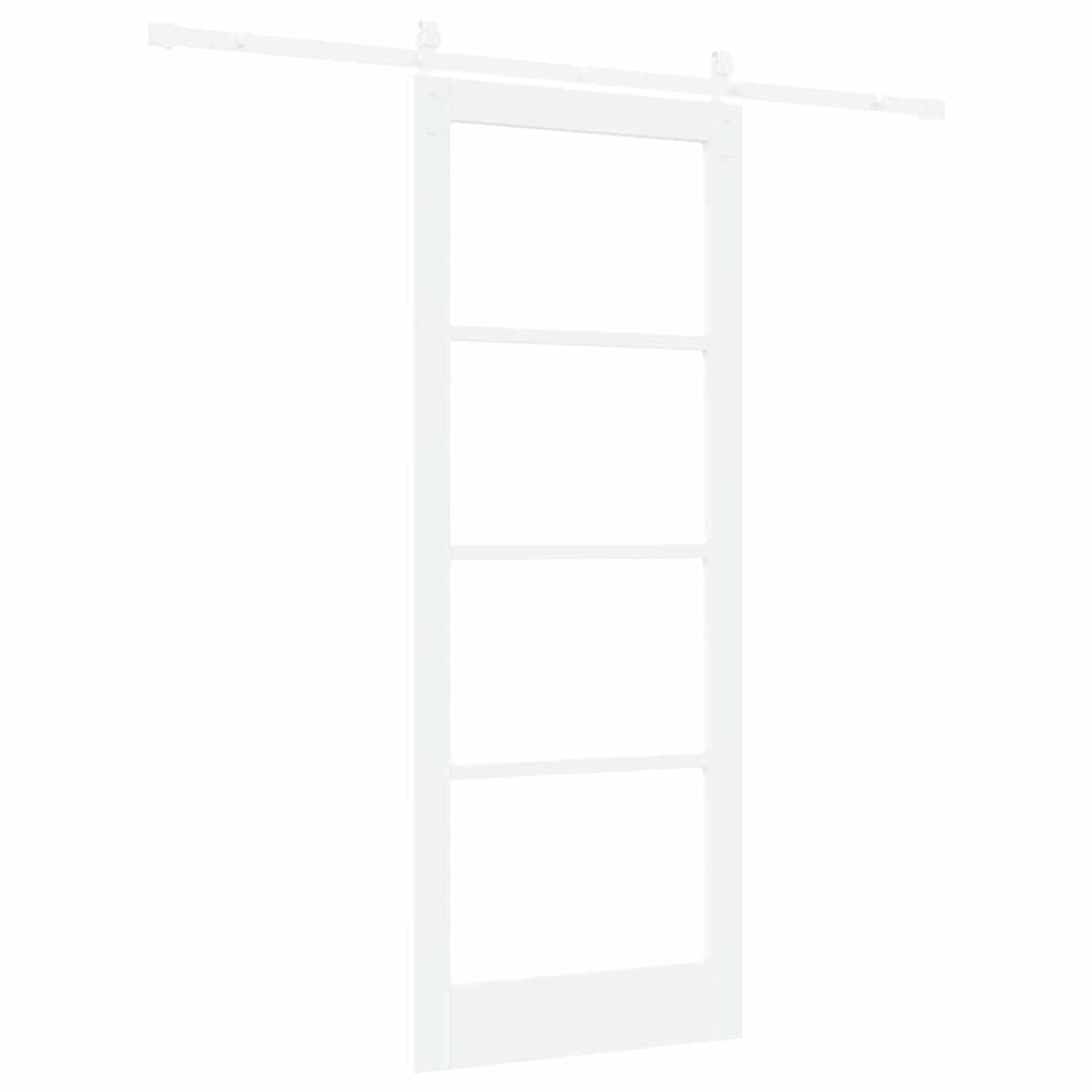 Sliding Door ORKDAL White 83 x 211 cm Solid Pine Wood and Glass