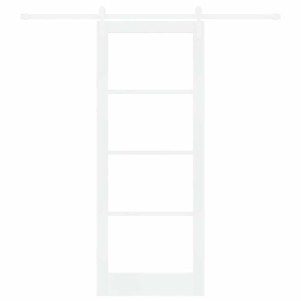 Sliding Door ORKDAL White 83 x 211 cm Solid Pine Wood and Glass