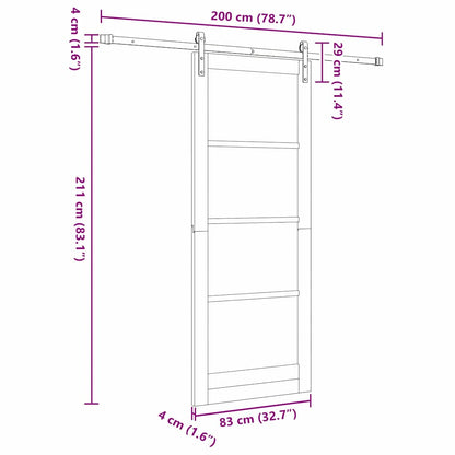 Sliding Door ORKDAL White 83 x 211 cm Solid Pine Wood and Glass
