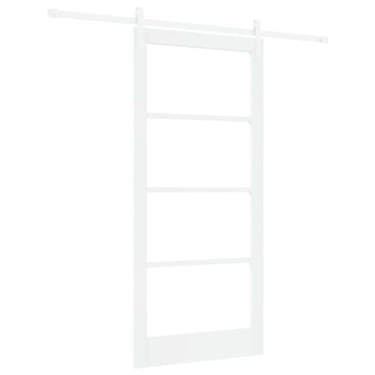 Sliding Door ORKDAL White 93 x 202 cm Solid Pine Wood and Glass