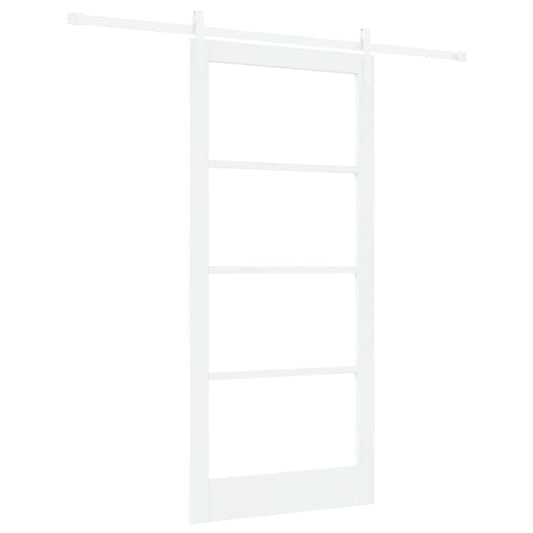 Sliding Door ORKDAL White 93 x 202 cm Solid Pine Wood and Glass
