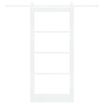 Sliding Door ORKDAL White 93 x 202 cm Solid Pine Wood and Glass