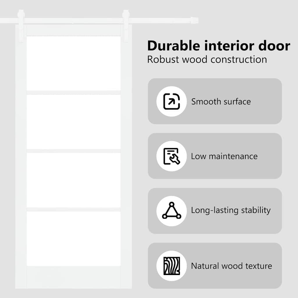 Sliding Door ORKDAL White 93 x 211 cm Solid Pine Wood and Glass