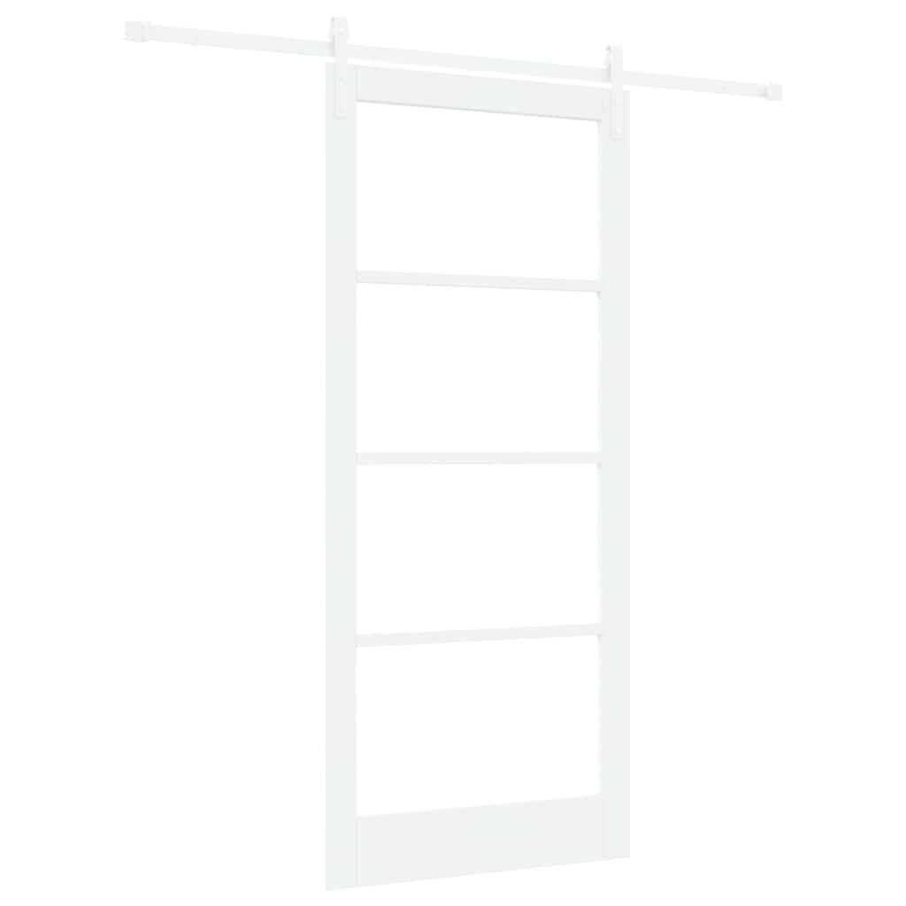 Sliding Door ORKDAL White 93 x 211 cm Solid Pine Wood and Glass