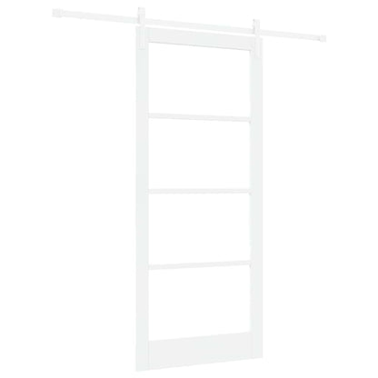 Sliding Door ORKDAL White 93 x 211 cm Solid Pine Wood and Glass
