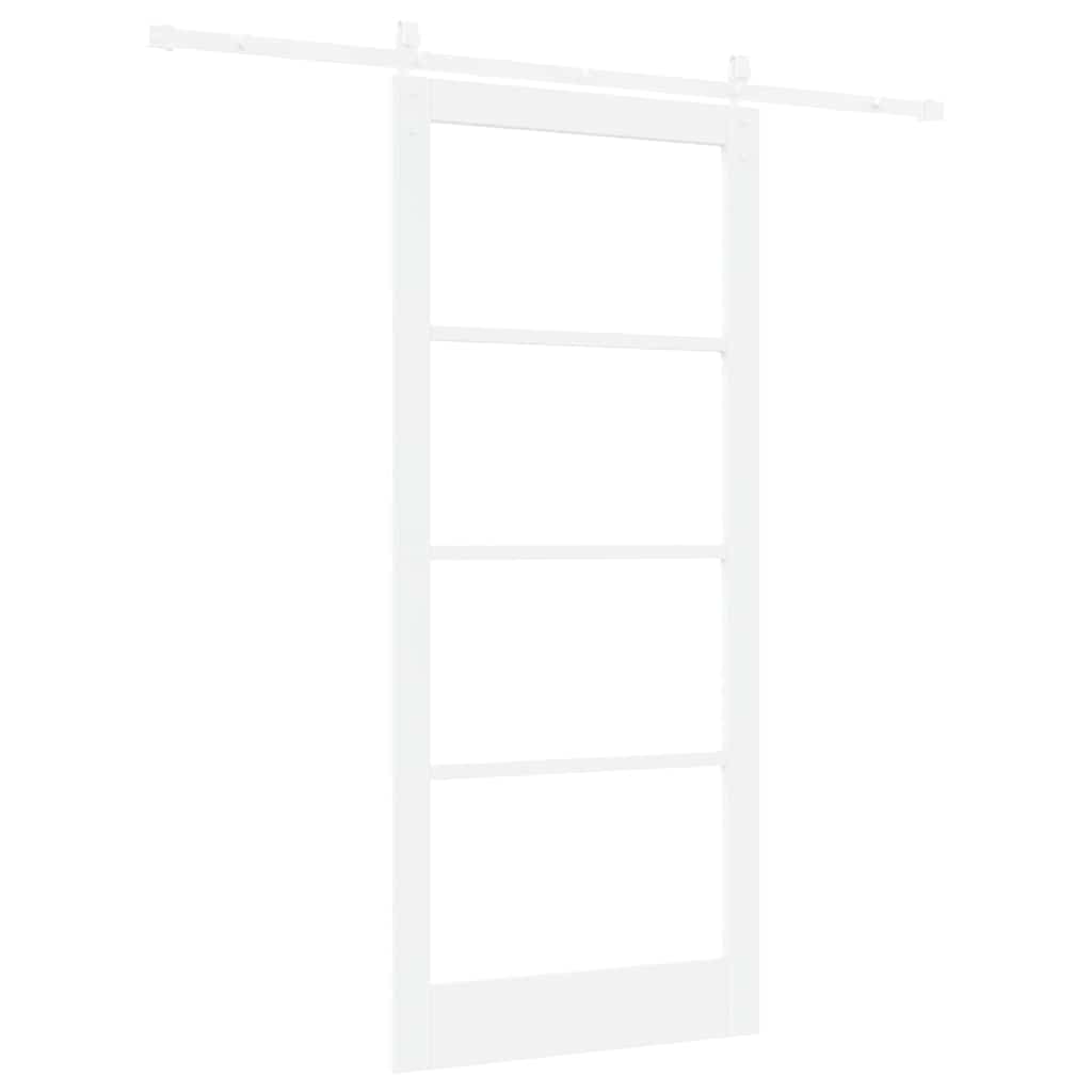 Sliding Door ORKDAL White 93 x 211 cm Solid Pine Wood and Glass
