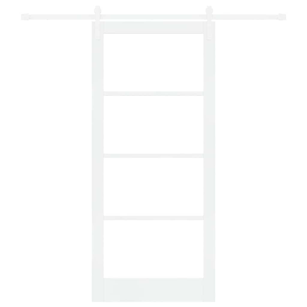 Sliding Door ORKDAL White 93 x 211 cm Solid Pine Wood and Glass