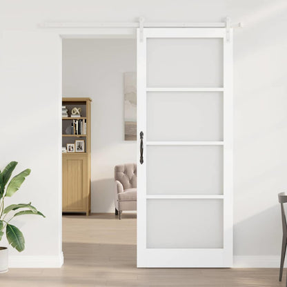 Sliding Door ORKDAL White 93 x 232 cm Solid Pine Wood and Glass
