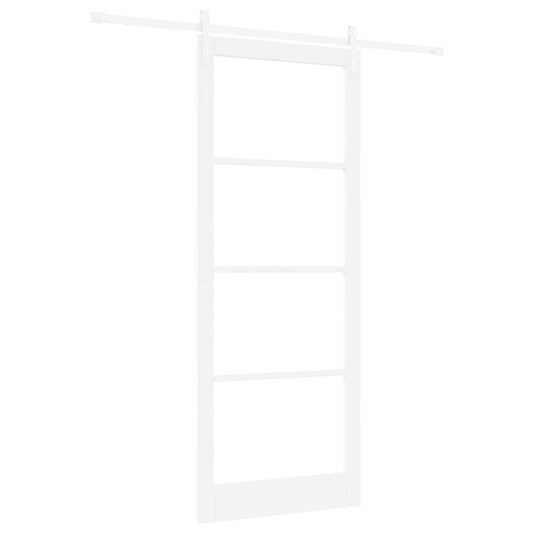 Sliding Door ORKDAL White 93 x 232 cm Solid Pine Wood and Glass