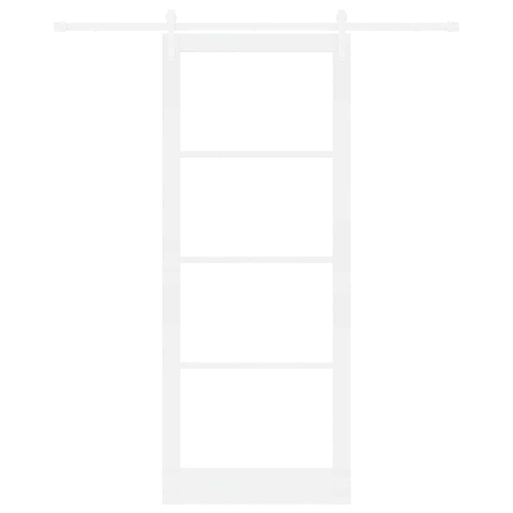 Sliding Door ORKDAL White 93 x 232 cm Solid Pine Wood and Glass