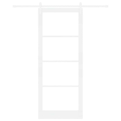 Sliding Door ORKDAL White 93 x 232 cm Solid Pine Wood and Glass