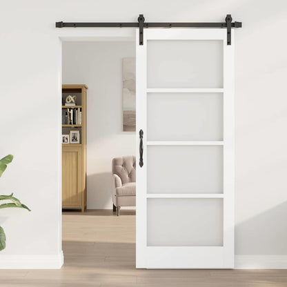 Sliding Door ORKDAL White 83 x 202 cm Solid Pine Wood and Glass