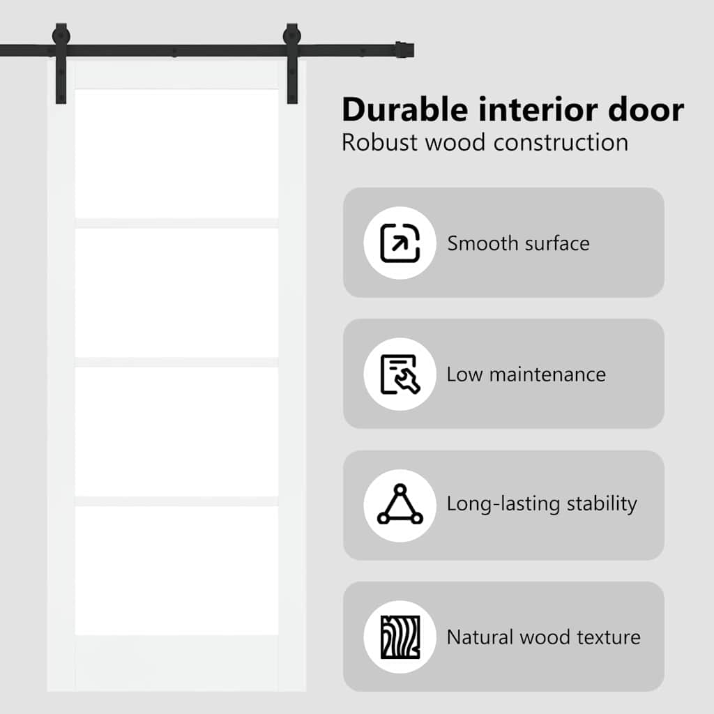 Sliding Door ORKDAL White 83 x 202 cm Solid Pine Wood and Glass