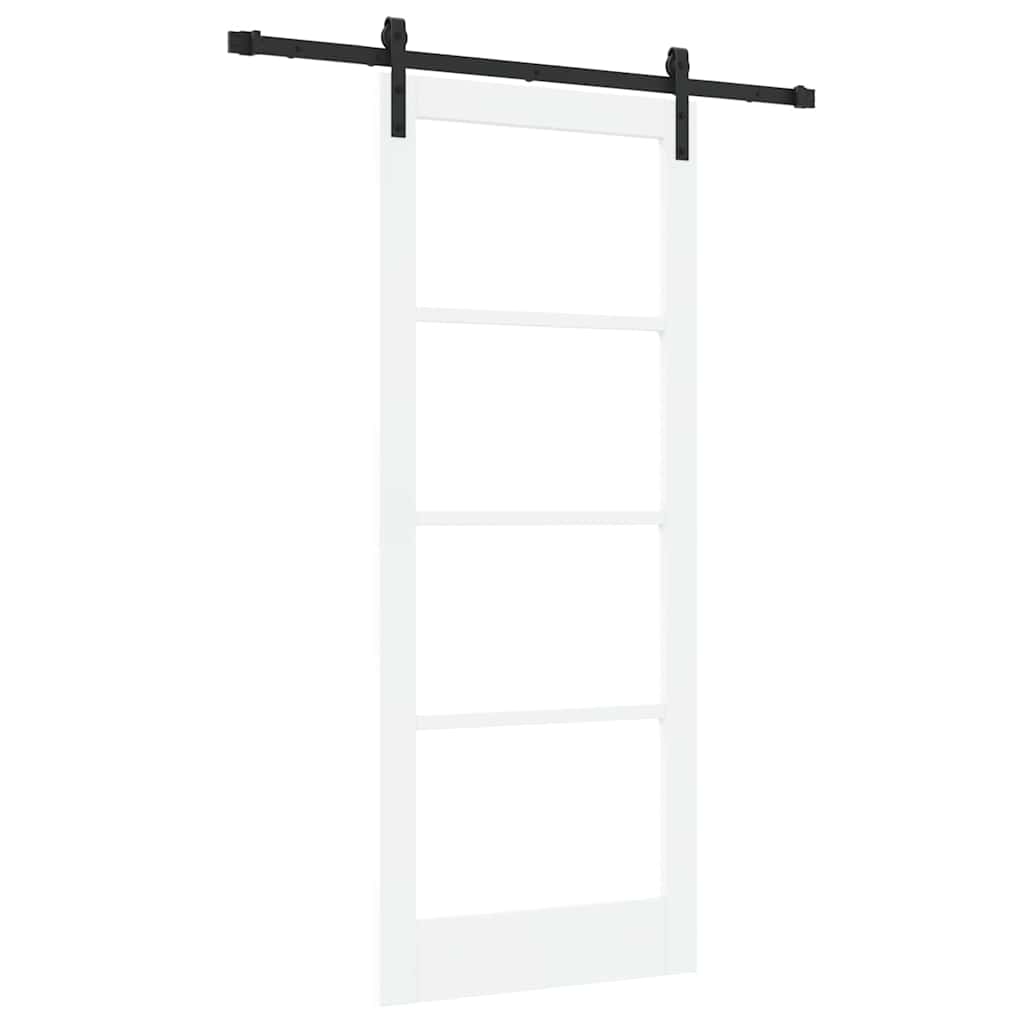 Sliding Door ORKDAL White 83 x 202 cm Solid Pine Wood and Glass