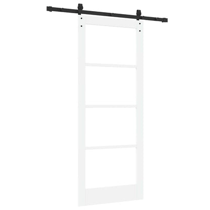 Sliding Door ORKDAL White 83 x 202 cm Solid Pine Wood and Glass