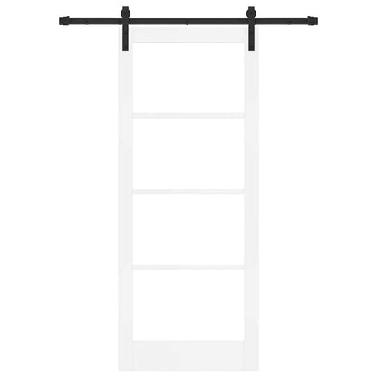 Sliding Door ORKDAL White 83 x 202 cm Solid Pine Wood and Glass