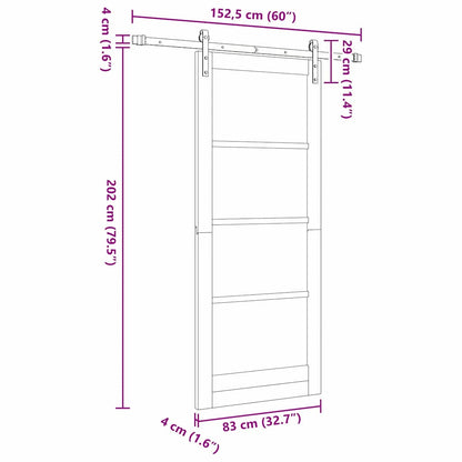 Sliding Door ORKDAL White 83 x 202 cm Solid Pine Wood and Glass