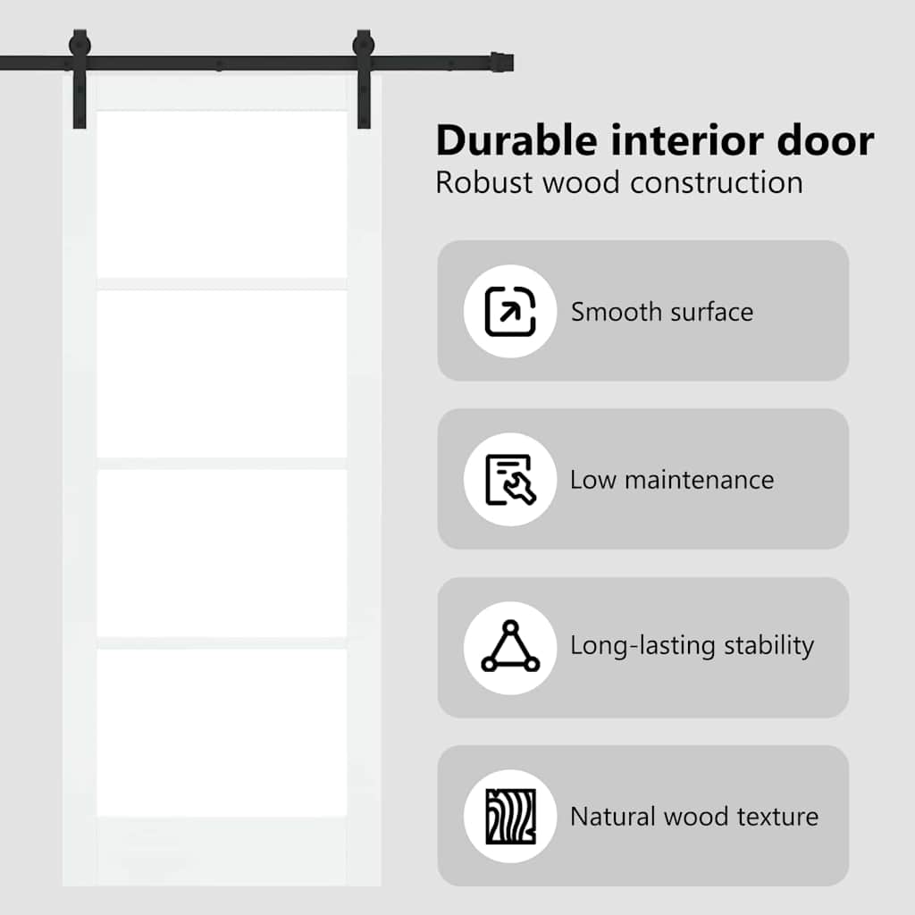 Sliding Door ORKDAL White 83 x 211 cm Solid Pine Wood and Glass