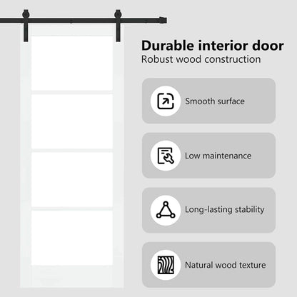 Sliding Door ORKDAL White 83 x 211 cm Solid Pine Wood and Glass