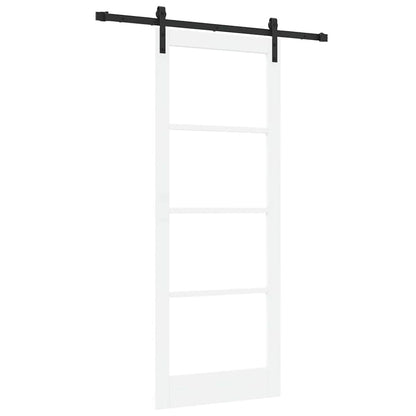 Sliding Door ORKDAL White 83 x 211 cm Solid Pine Wood and Glass