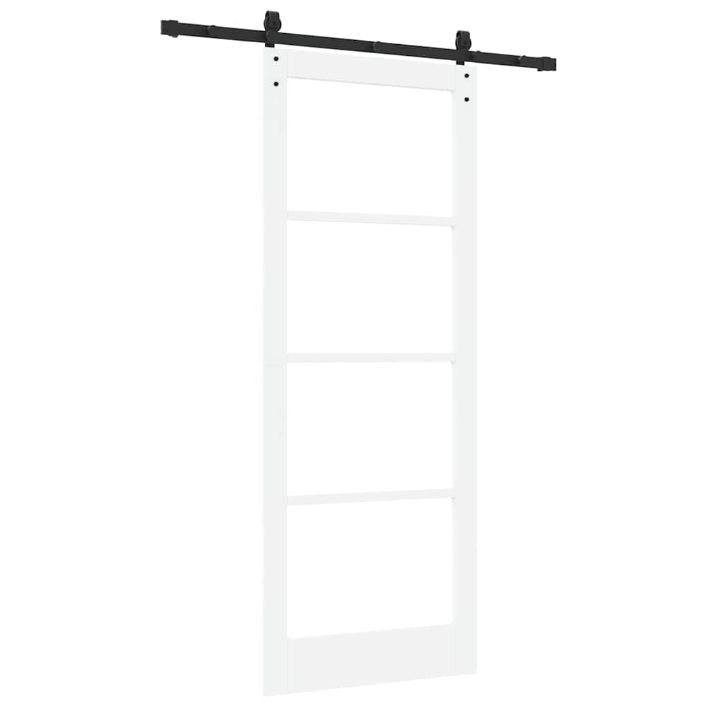 Sliding Door ORKDAL White 83 x 211 cm Solid Pine Wood and Glass