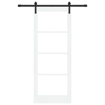 Sliding Door ORKDAL White 83 x 211 cm Solid Pine Wood and Glass