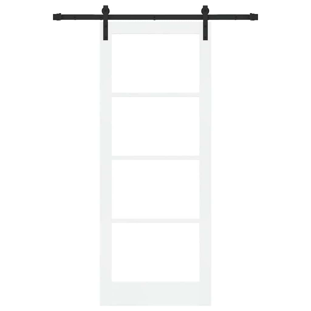 Sliding Door ORKDAL White 83 x 211 cm Solid Pine Wood and Glass