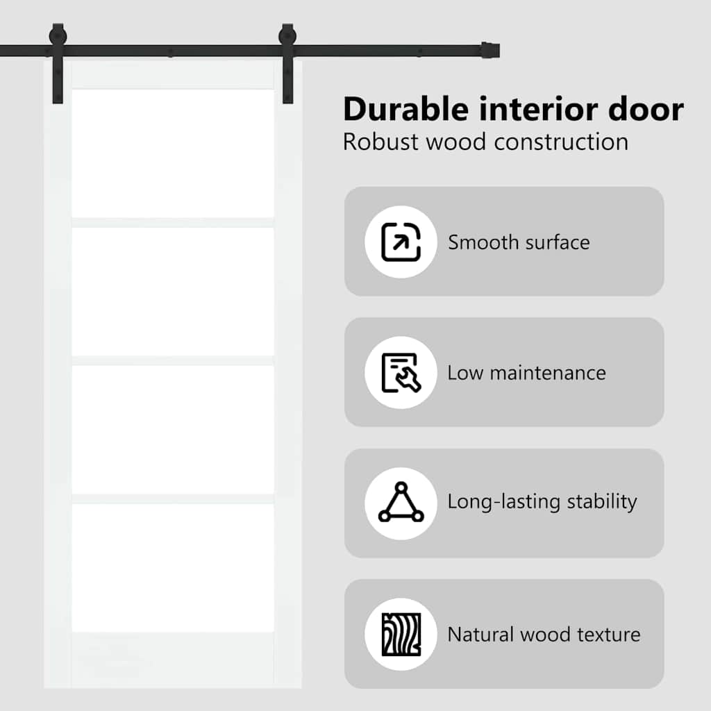 Sliding Door ORKDAL White 83 x 202 cm Solid Pine Wood and Glass