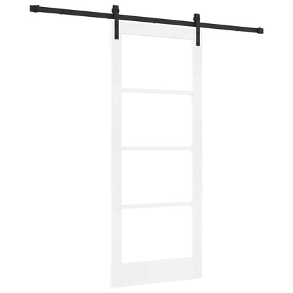 Sliding Door ORKDAL White 83 x 202 cm Solid Pine Wood and Glass
