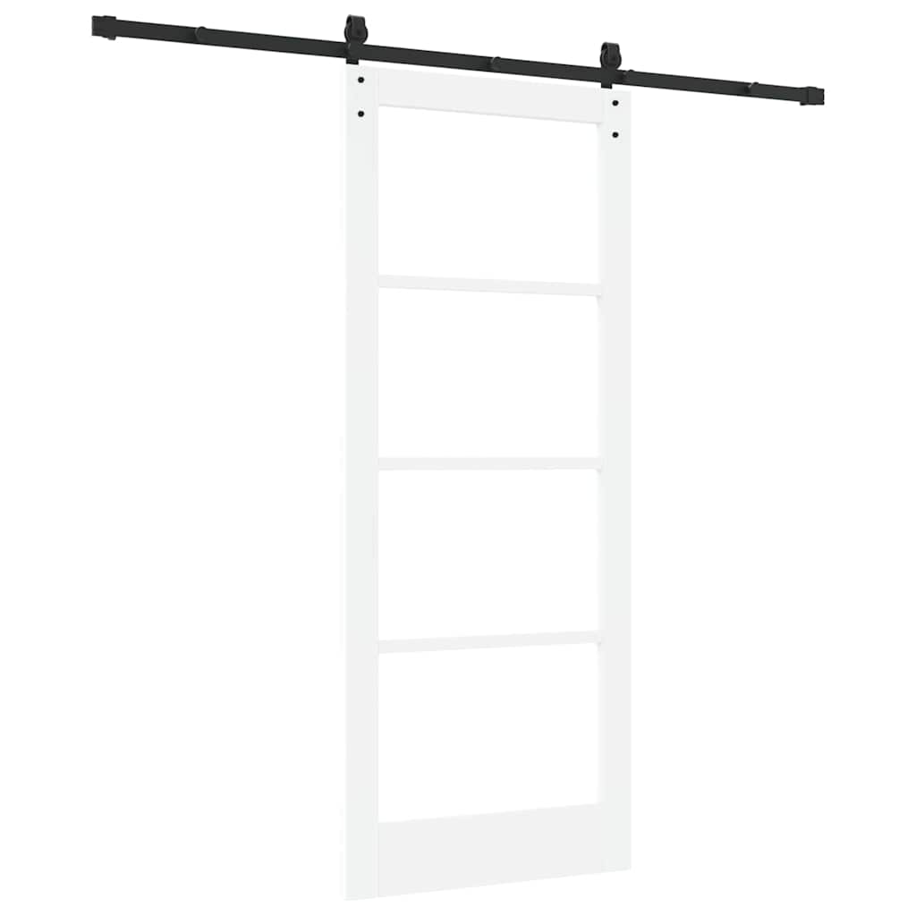 Sliding Door ORKDAL White 83 x 202 cm Solid Pine Wood and Glass