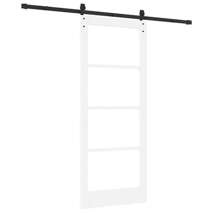 Sliding Door ORKDAL White 83 x 202 cm Solid Pine Wood and Glass