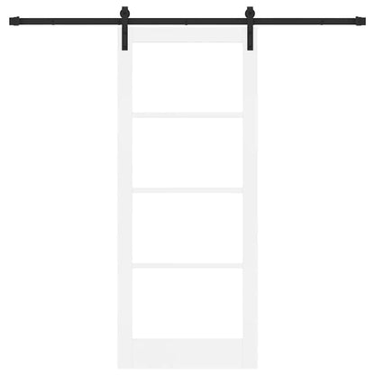 Sliding Door ORKDAL White 83 x 202 cm Solid Pine Wood and Glass