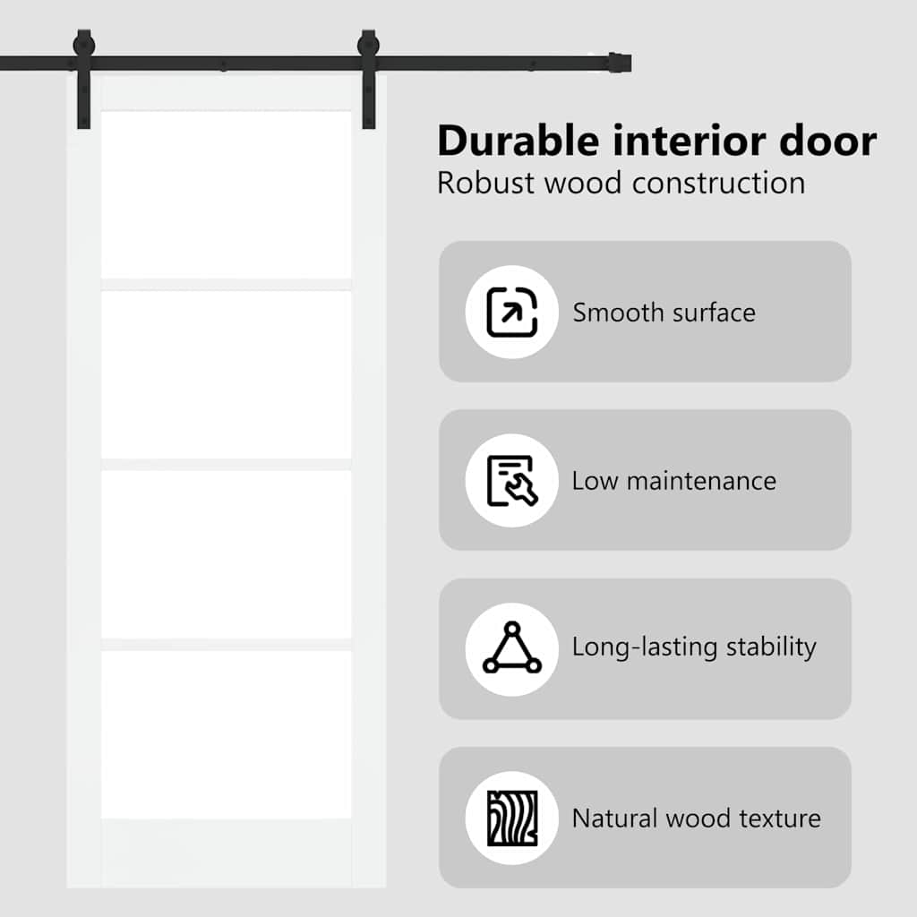 Sliding Door ORKDAL White 83 x 211 cm Solid Pine Wood and Glass