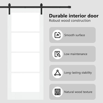 Sliding Door ORKDAL White 83 x 211 cm Solid Pine Wood and Glass