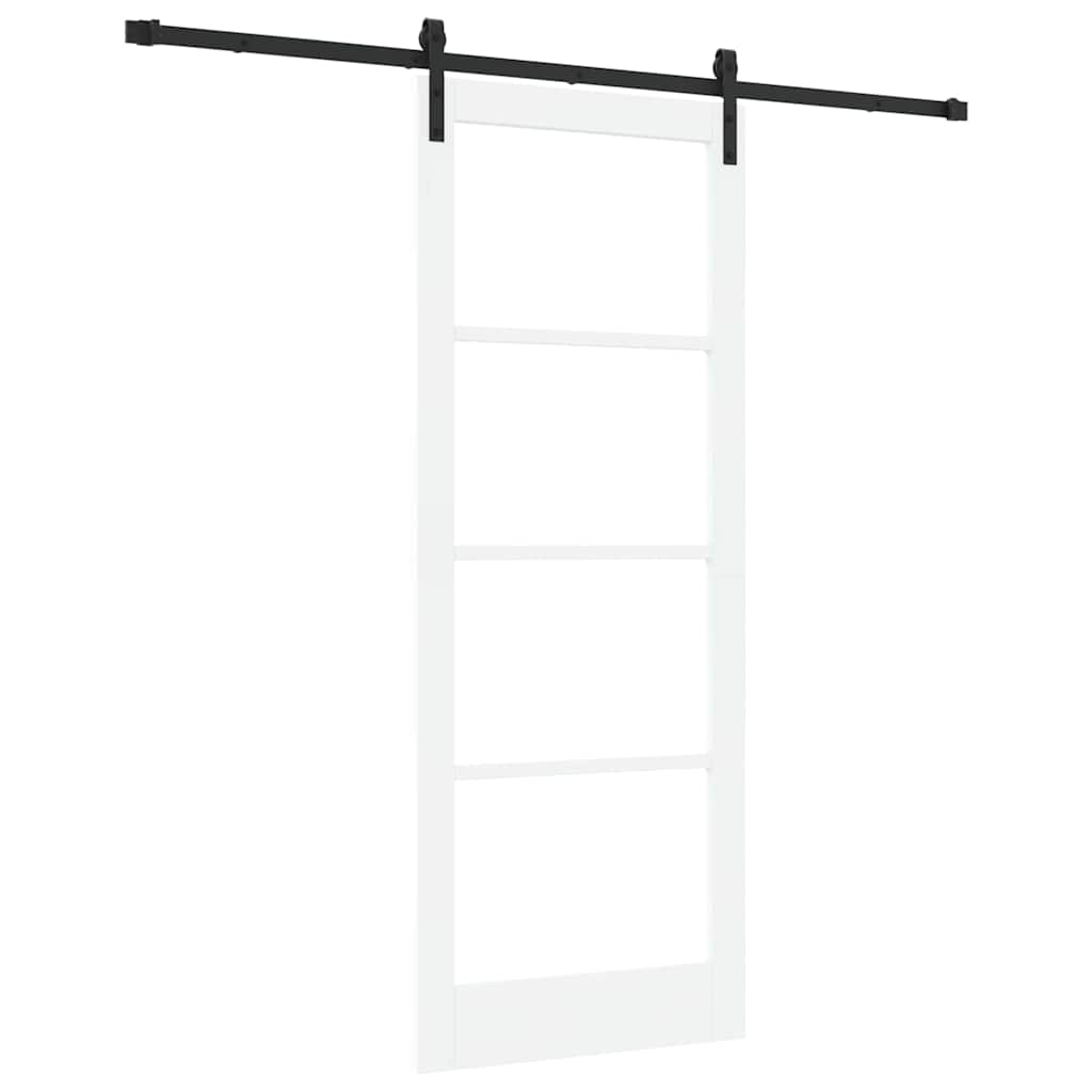 Sliding Door ORKDAL White 83 x 211 cm Solid Pine Wood and Glass