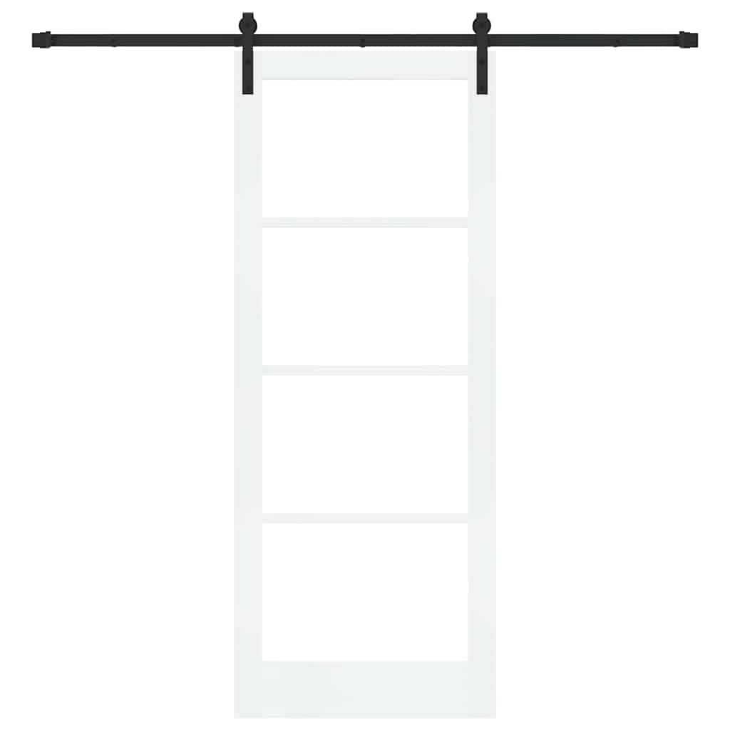 Sliding Door ORKDAL White 83 x 211 cm Solid Pine Wood and Glass