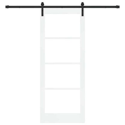 Sliding Door ORKDAL White 83 x 211 cm Solid Pine Wood and Glass
