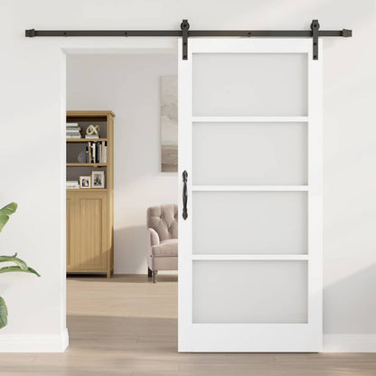 Sliding Door ORKDAL White 93 x 202 cm Solid Pine Wood and Glass
