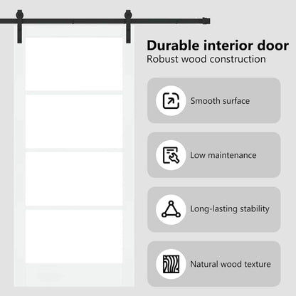 Sliding Door ORKDAL White 93 x 202 cm Solid Pine Wood and Glass