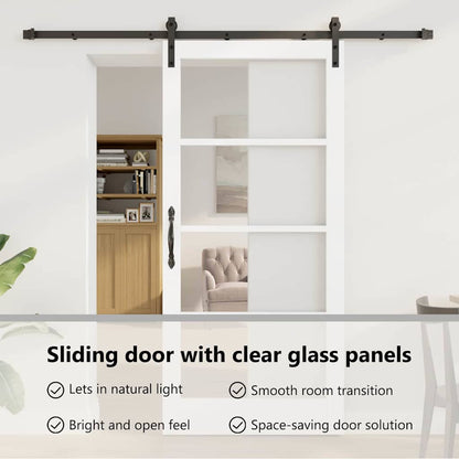 Sliding Door ORKDAL White 93 x 202 cm Solid Pine Wood and Glass