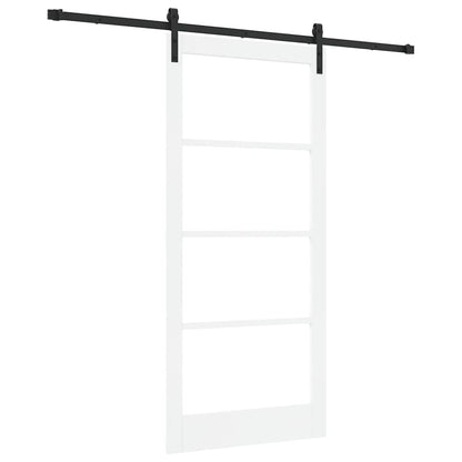 Sliding Door ORKDAL White 93 x 202 cm Solid Pine Wood and Glass