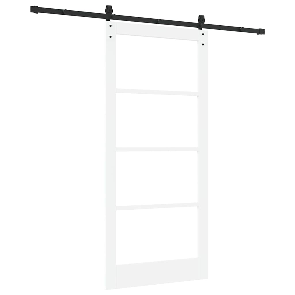 Sliding Door ORKDAL White 93 x 202 cm Solid Pine Wood and Glass